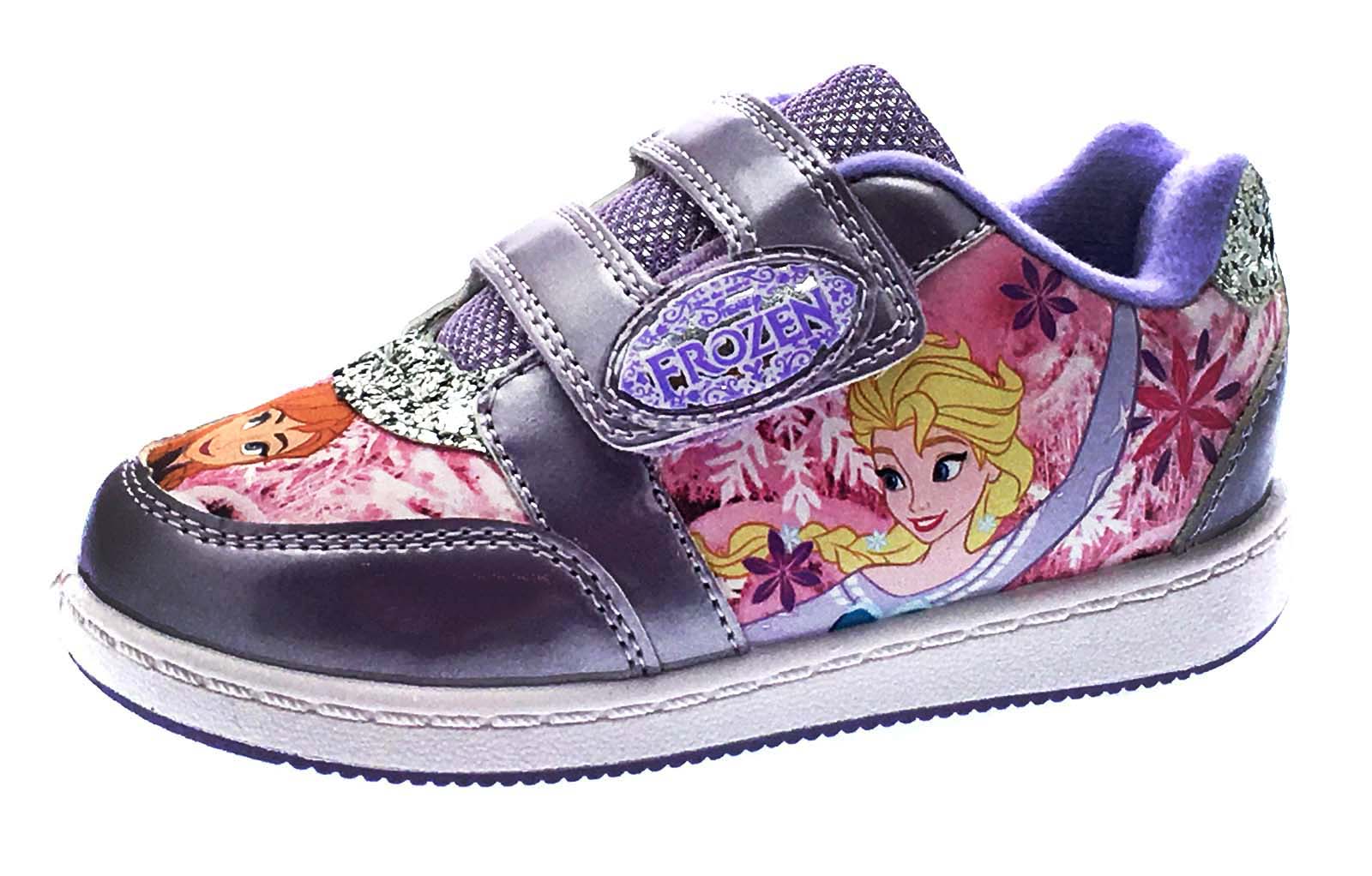 Girls Frozen Elsa Olaf Glitter Trainers Character Sports Shoes Kids